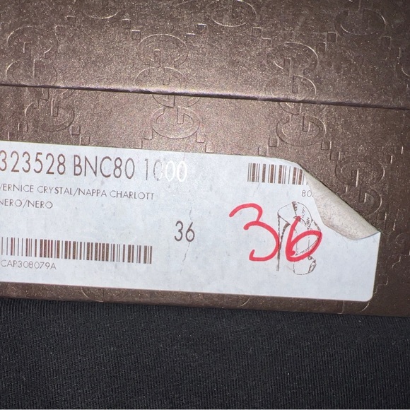 Gucci Black Patent Leather Vernice Crystal/Napa Charlott Nero Size IT 36, US 6. - Picture 7 of 16